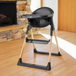 Munchkin Float Baby High Chair for Babies and Toddlers, Foldable for Easy Storage, Black with Wooden Legs