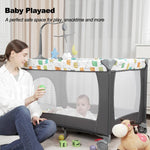Pack and Play, Baby Bassinet Bedside Sleeper with Diaper Changer, Baby Playard, Baby Travel Playpen, Portable Baby Crib with Carry Bag, Easy to Install