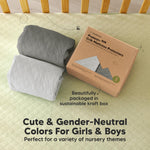 2-Pack Waterproof Crib Mattress Protector Cover Fitted - Quiet Baby Crib Mattress Pad Sheets, 52" x 28" Soft Quilted Cotton Baby Sheet, Machine Washable, Easy Fit, Durable (Granite/Mavy)