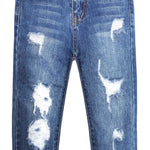 KIDSCOOL SPACE Little Girl Jean,Stone Washed Ripped Hole Soft Denim Pants,Blue,2-3 Years