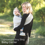 Ring Sling Baby Carrier - USA Lab Tested, 100% Natural Cotton Muslin, Breathable & Ergonomic Ring Sling Beige Grey