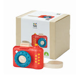 PlanToys® My First Wooden Toy Camera for Toddlers | Kaleidoscope Lens & Clickable Shutter | Montessori-Inspired Pretend Play Camera | Eco-Friendly Sensory Toy for Kids Ages 18+ Months