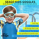 Seago Swim Goggles 2 Pack Anti-Fog Anti-UV Wide View Swimming Goggles for Kids 3-14