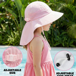 2-Pack Toddler Baby Sun Hat Summer UPF 50+ Protection for Boys Girls Kids Adjustable Beach Hats with Bucket Wide Brim Age 1-7 Years Outdoor(Small,Pink + White)