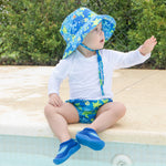 green sprouts Boys' Snap Reusable Absorbent Swimsuit Diaper, Royal Blue Turtle Journey, 24 M