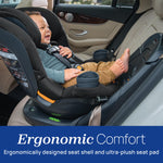Chicco Fit360 ClearTex Rotating Convertible Car Seat with 360 Degree Rotation for Rear-Facing and Forward-Facing, LeverLock Self-Tensioning Lock System, Titanium/Grey