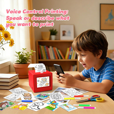 iHeartYard AI Voice-Powered Sticker Printer for Kids, Inkless|Wireless|Rechargeable Portable AI Mini Sticker Maker Machine for DIY Arts and Crafts, 3 4 5 6 7 8 9 10 11 12 Year Old Kid Birthday
