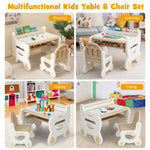 Costzon Toddler Table and Chair Set, Plastic Activity Desk w/Whiteboard, Watercolor Pens, Blackboard Eraser & Storage Shelf for Drawing Reading Dinning, Kids Table and Chair (Coffee)