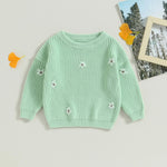 Mubineo Baby Girl Winter Clothes Cute Flower Sweater Crewneck Pullover Long Sleeve Knit Newborn Infant Sweaters (US, Age, 2 Years, 3 Years, Mint Green)