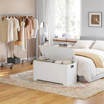 DINZI LVJ Storage Chest, 39.4” Wooden Toy Box with 2 Safety Hinges, Entryway Shoe Bench with Flip-Top, Sturdy Large Storage Trunk for Living Room, Bedroom, Playroom, Easy Assembly, White