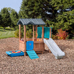 Step2 Woodland Adventure Playhouse & Slide, Kids Outdoor Playset, Backyard Playground Set, Swings, Storage Drawer, Made of Wood & Durable Plastic, Outside Jungle Gym, for Children 3-8 Years Old