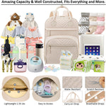 Diaper Bag Backpack Tote for Women Large Capacity, Baby Bag with Insulated Pockets Multifunctional Diaper Bags For Baby Girl Boy Waterproof Baby Bags For Boys Girls Maternity Bag Beige