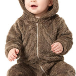 Baby Plush Long Sleeve Polar Fleece Jumpsuit With Bear Ears Baby Fleece Hooded Jumpsuit Infant Winter Outfit