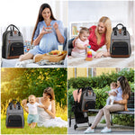 LOVEVOOK Diaper Bag Backpack, Baby Bag with Changing Pad, Large Diaper Backpack Boy Girl, Waterproof Baby Registry Bag for Mom Dad with Stroller Buckles, Black-grey-brown