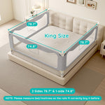 Updated King Size Bed Rail for Toddlers: 3-Side Protection Bedrail with Headbroad for King Bed - Extral Tall Adjustable Child Safety Side Railing Guards for Infants Kids Child(78.7x78.7X 74.8”)