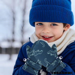 ENBAOHUI Baby GlovesToddler Snow Glove Waterproof Mittens Fleece Lined Winter Warm Glove Kids Snow Infant Ski Mitten for Baby Boys Girls Grey/Navy Blue 6-24Months