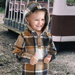 Kucnuzki Toddler Clothes 2T Long Sleeve Pullover Hoodies Little Boy Collared Plaid Flannel Shirt Boys Hooded Jacket Top + Long Pants 2-3 Year Old
