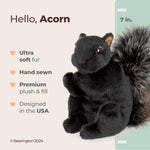 Bearington Acorn Black Plush Squirrel Stuffed Animal