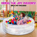 ArtCreativity Sparkly Inflatable Kiddie Pool for Kids 34"x10" - 3 Levels - Transparent Blow Up Baby Pool with Silver Glitter, Easy to Inflate Small Toddler Pools for Outdoor