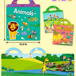 Benresive Reusable Sticker Books for Kids 2-4, Sticker Books for Toddlers 1-3 2-4, Toddler Travel Toys Activities Crafts Gifts - Animals, Dinosaurs and Insect