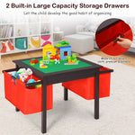Costzon Kids Table and Chairs, 2 in 1 Wooden Activity Desk w/Building Block Double-Sided Tabletop & 2 Large Storage Drawers, Toddler Table and Chair Set for Preschool, Nursery, Kindergarten(Espresso)