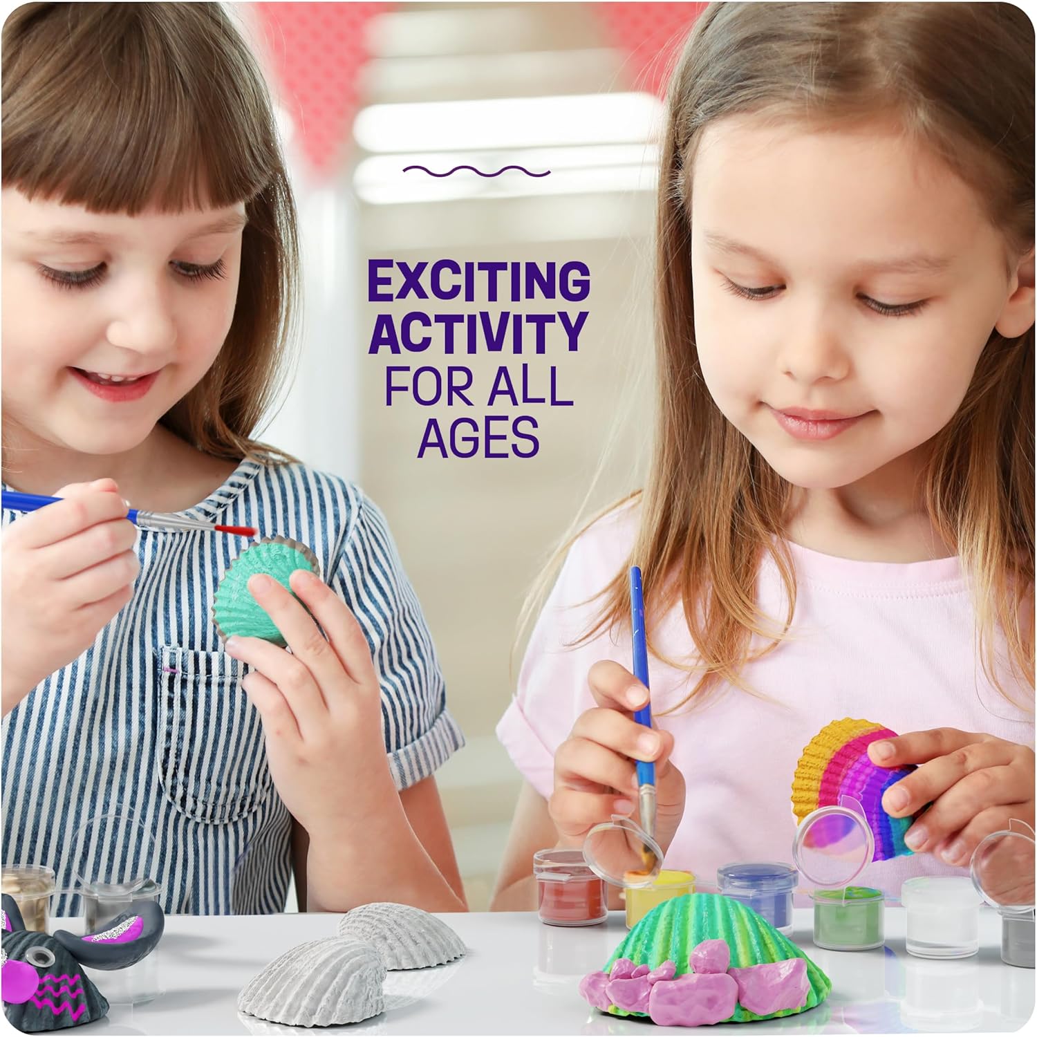 Dan&Darci Kids Sea Shell Painting Kit - Arts & Crafts Gifts for Boys and Girls - Craft Activities Kits - Creative Art Activity Gift Toys for Age 6, 7, 8, 9, 10, 11 & 12 Year Old 8-12
