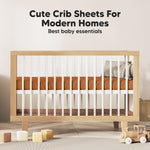 KeaBabies 2-Pack Baby Crib Sheets for Boys, Girls - 52x28 Viscose Derived from Bamboo Toddler Bed Sheets Neutral, Fitted Crib Mattress Cover for Standard Baby Bedding, Soft & Cozy (Rust)