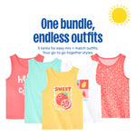 Garanimals Baby & Toddler Girl Fruit Tank Tees - Kid's Sleeveless Tank Top - Size 6-9 Months - Pink, Blue, White, Yellow - 5 Pack