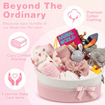 Zopeal 22 Pcs Deluxe New Baby Gift Basket, Baby Shower Gifts Essentials Stuff for Girls Newborn Baby Girls Gift Set for Expecting Moms Gifts Diaper Caddy Organizer