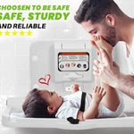 Alpine Wall Mounted Baby Changing Station - Horizontal Baby Changing Table Foldable Diaper Tables with Safety Strap for Commercial Bathroom, ADA Complaint (Hardware Included) White Gray