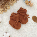 Hadetoto Baby Booties Newborn First Walkers Cozy Shoes Warm Knit Soft Booties for Toddler Infant Boy Girl (Caramel, Infant, 3 Months, Age Range, US Footwear Size System, 6 Months, Medium)