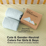 2-Pack Waterproof Crib Mattress Protector Cover Fitted - Quiet Baby Crib Mattress Pad Sheets, 52" x 28" Soft Quilted Cotton Baby Sheet, Machine Washable, Easy Fit, Durable (Frost/Mavy)
