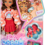 Barbie Dream Besties Doll and Accessories, Teresa Posable Roller Skating Fashion Doll with Brown Hair, 9Video Game Themed Pieces