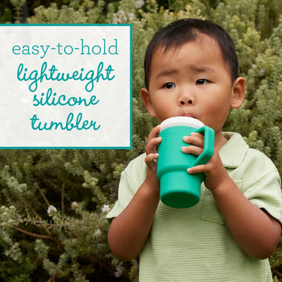 Infantino My 1st Tumbler, Silicone Sippy Cup with Straw & Handle, Spill-Resistant, for On-the-Go, BPA-Free Transition Cup, Alpine
