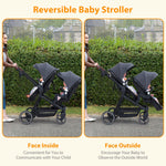 GarveeLife Double Stroller for Infants and Toddlers, Foldable Tandem Stroller, Reversible Pushchair Bassinet Pram with Large Storage Basket, Adjustable Backrest & Canopy, Dark Grey