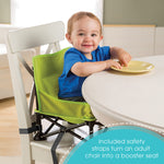 Summer by Bright Starts Pop 'N Sit Portable Booster Chair, Floor Seat, Indoor/Outdoor Use, Compact Fold, Green, 6 Mos - 3 Yrs