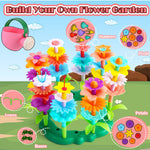 FUNZBO Girl Flower Garden Building Toys Set - Birthday Gifts for Age 2 3 4 5 6 Years Old Girls, STEM Montessori Educational Toy for Toddler Kids, Sorting & Stacking Spring Gardening Set