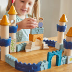 PlanToys® Castle Blocks Wooden Montessori Building and Imaginative Play Set | Creative Thinking, Fine Motor and Early STEM Learning Activity | Eco Friendly Open Ended Construction Toy