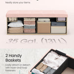 SONGMICS MAZIE Collection - Storage Ottoman Bench, Foldable Foot Rest, 15 x 43 x 15 Inches, End of Bed Bench, Storage Chest, Load 660 lb, Living Room, Bedroom, Entryway, Jelly Pink ULSF604R01