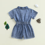 Ledy Champswiin Summer Toddler Girl Jumpsuit Shorts Little Girl Overalls Clothes Baby Jean Romper Jumpsuit One Piece Outfit (Blue, 12-18 Months)