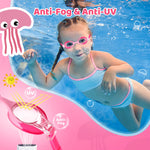 Vvinca Kids Swim Goggles with Fabric Strap No Tangle Pain-Free, Anti-Fog Swimming Pool Goggle No Leak for Toddlers Girls Boys