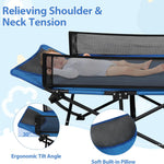 REDCAMP Kids Cot for Sleeping 2-7 Years, Portable Travel Toddler Cot Bed with Guardrail, Lightweight for Outdoor Indoor Home, Blue