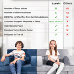 Lunix LX22 11pcs Modular Kids Play Couch, Child Sectional Sofa, Fortplay Bedroom and Playroom Furniture for Toddlers, Convertible Foam and Floor Cushion for Boys and Girls, Gray