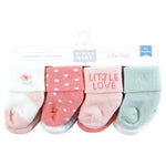 Hudson Baby Infant Girl Cotton Rich Newborn and Terry Socks, Little Love, 0-6 Months