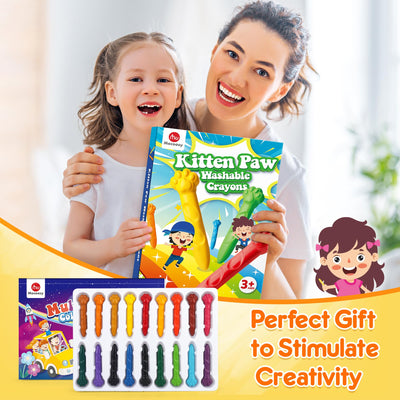 Mocoosy 18 Colors Jumbo Crayons for Toddlers 1-3, Washable Crayon with Coloring Book Set for Kids Ages 2-4, Non-Toxic Crayons Kit Art Supplies Easter Gift for Babies and Children Painting Activities