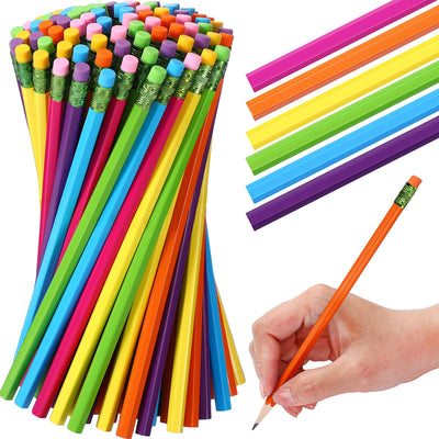TecUnite 60 Pcs HB Pencils #2 Unsharpened Wood Cased Pencils with Eraser Hexagonal Pencil Cute Graphite No 2 Pen for Adults Gifts Exam School Office Sketching Learning(Rainbow Color, Green)