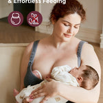 Momcozy Busty Nursing Bras, U.S.Cotton Wirefree Fixed Padded Maternity Bra, Full Coverage Adjustable Fit Gray