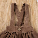 One opening Cute Baby Girl Corduroy Skirt Dress Infant Toddler Suspender Straps Casual Skirt Sundress Spring Summer Clothes (Brown, 1-2T)