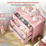 FUNKOCO Pink Nightstand, 27.56" Wide 3 Drawer Night Stand for Bedroom, Cute Scalloped Dresser Bedside Table for Bedroom, Hallway, Living Room