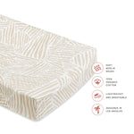 Babyletto 100% Quilted Organic Cotton Changing Pad Cover, GOTS-Certified, Fitted 360°, Ultra-Soft and Breathable Muslin - Oat Stripe